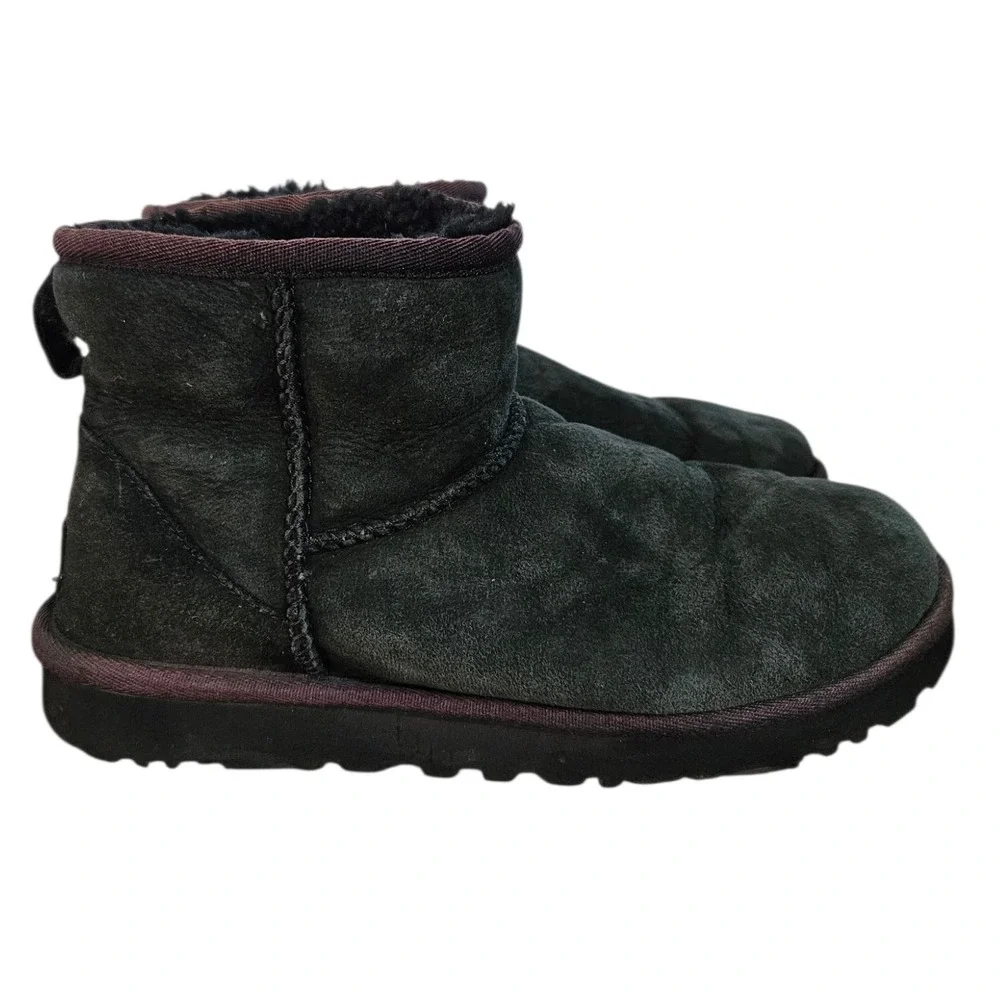 UGG Mini II Boot Women's Size US 7 Green Suede Boots EU 38 1016222 Fur Sherpa - Picture 3 of 7